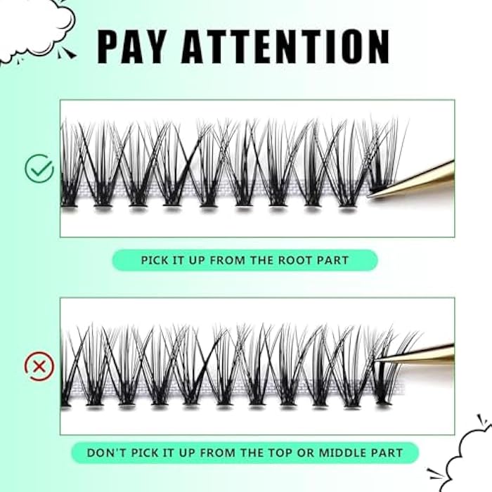 240pcs D Curl Individual Cluster Eyelashes False Eyelashes Extension Individual Eyelash Bunche Lash Cluster DIY at Home (20D-MAX -8MM TO 16MM) - Image 3